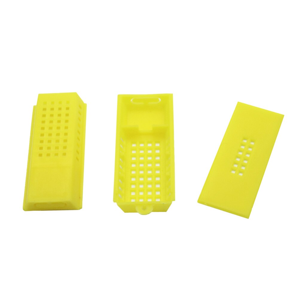 Jaulas de transporte para apicultura, sistema de cría de abejas alargadas, color amarillo, jaula de abejas reina, herramientas de 50 Uds.