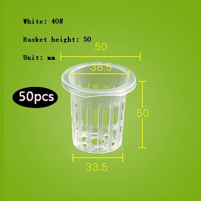 50Pcs Planten Mand Plastic Hydrocultuur Groente Planten Mand Grondloze Teelt Planten Blauw Cup Wortel Fixer: 40white
