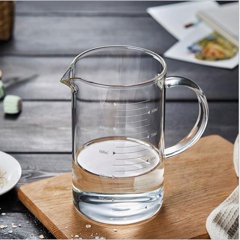 1 st Multi-functionele goede afgestudeerd glas hoge borosilicate melk glas 350/500/1000 ml capaciteit verdikte maatbeker