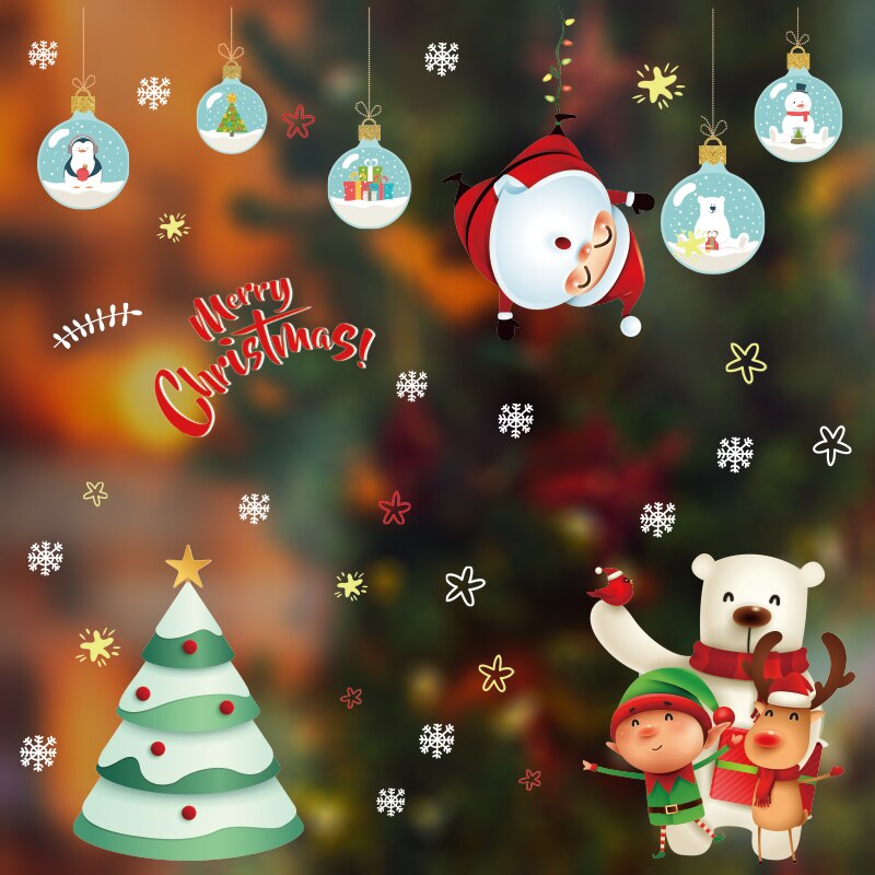 Jul vindue klamrer sig, søde julemanden rensdyr bjørn alf vindue klistermærker til boligindretning år