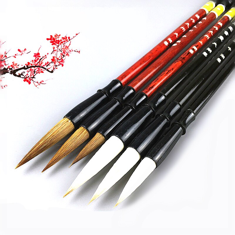 Large Middle Small Regular Script Writing Brushes Set Weasel Hair Calligraphy Pen Brush Painting Cursive Handwriting Brush Pen