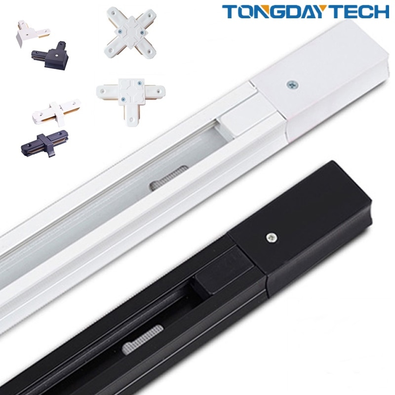 4 stks/partij 0.5m 1m Zwart Wit 2 Draad Spoor Rail Voor Track Lichten Aluminium Iluminacao Rail Verlichting Led spots Rail