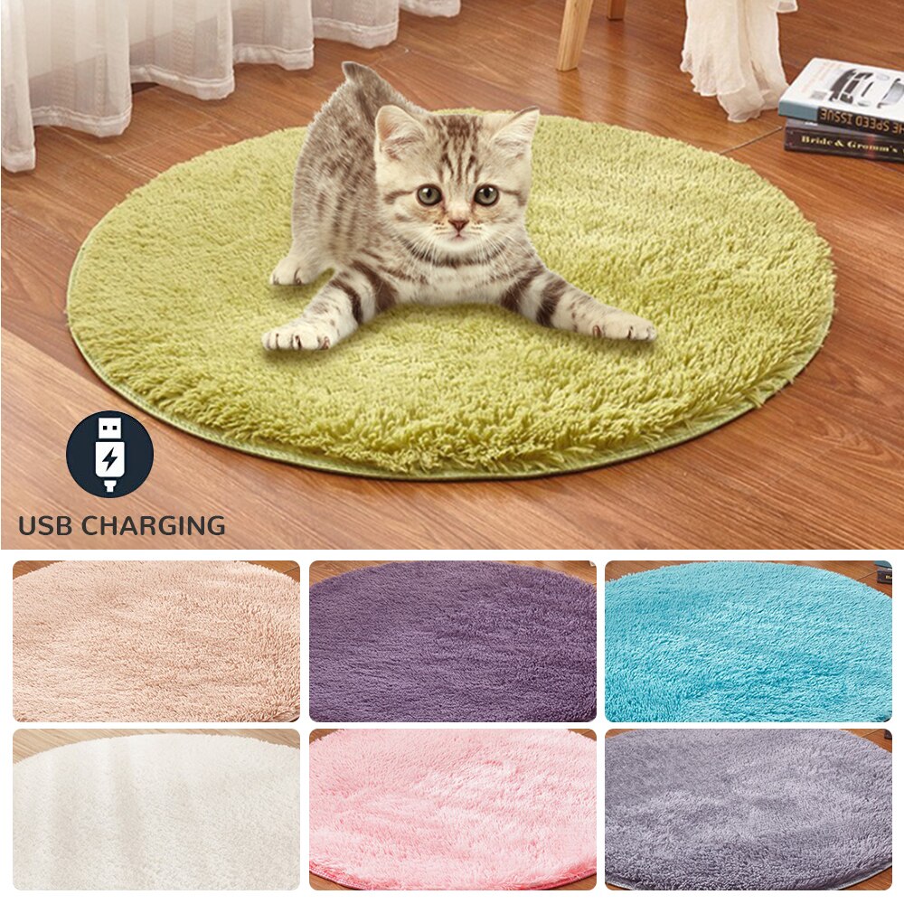 Manta eléctrica para mascotas de 40cm, esterilla calefactora de felpa con USB, a prueba de fugas, para perros y gatos pequeños, alfombra cálida para animales, esterilla calefactora de calentamiento rápido