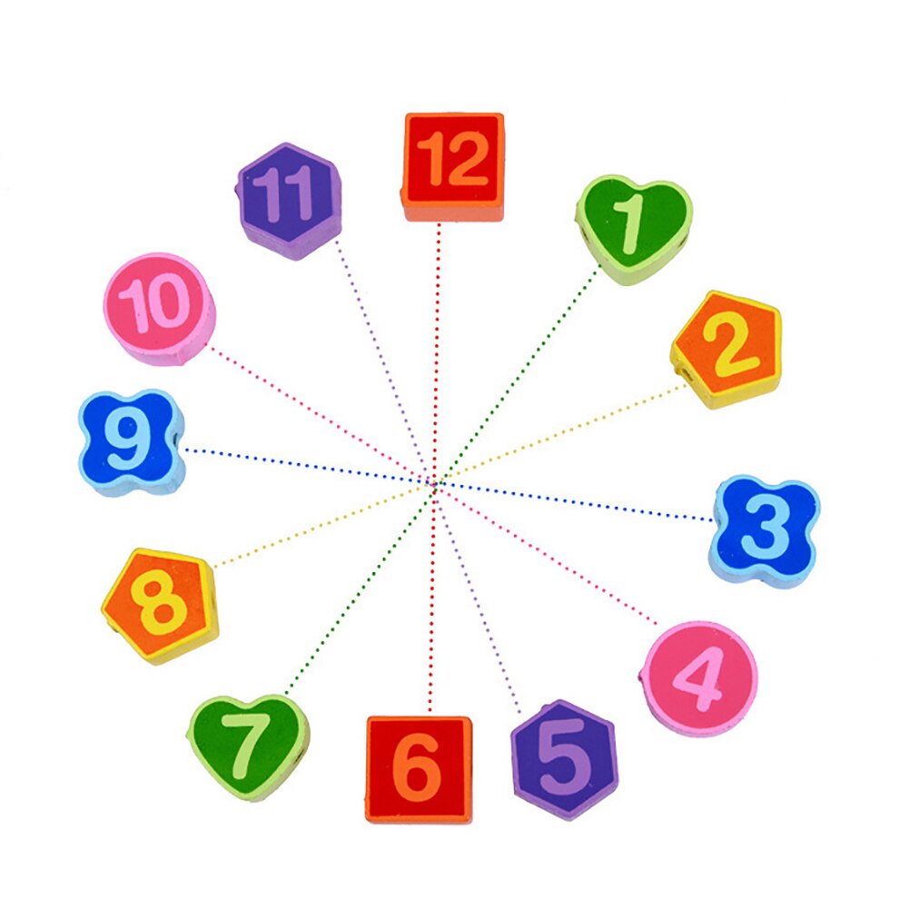 in legno Colorato 12 Numeri Orologio Geometria Digitale per Bambini puzzle per Bambini i bambini a sviluppare intellettuale Cognitivo giocattoli regali