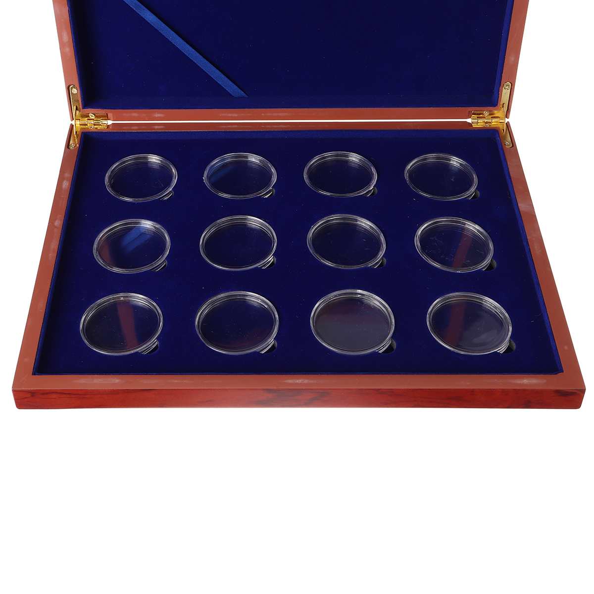 12pcs Zodiac Signs Commemorative Coin Storage Box Adjustable Antioxidative Wooden Commemorative Coin Collection Case Container