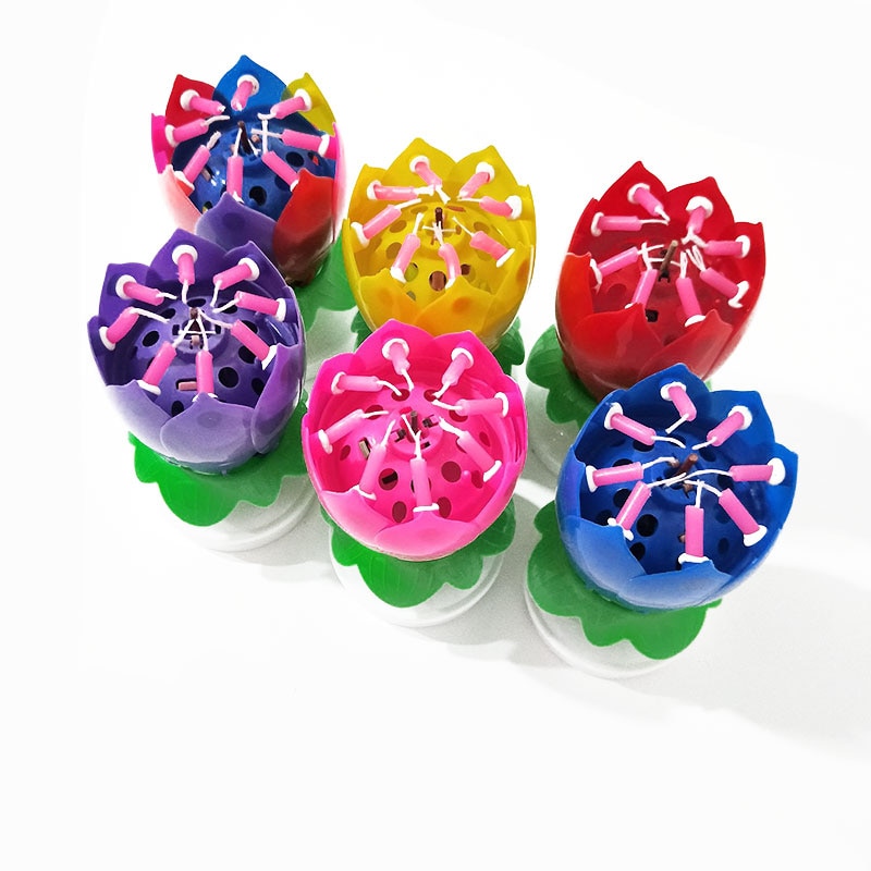 Creatieve Muziek Verjaardagstaart Kaarsen Mode Lotus Bloem Festival Decoratieve Music Party Decor