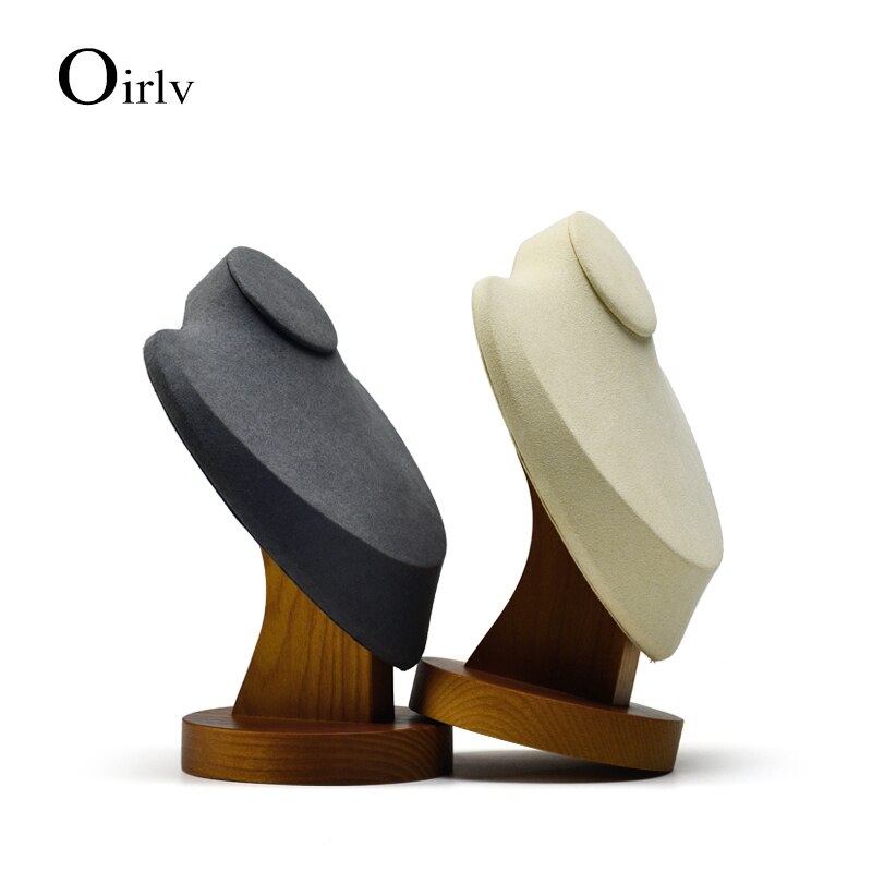 Oirlv Houten Ketting Display Stand met Microfiber insert Mannequin Model Hanger Houder Sieraden Expositor Winkel Teller