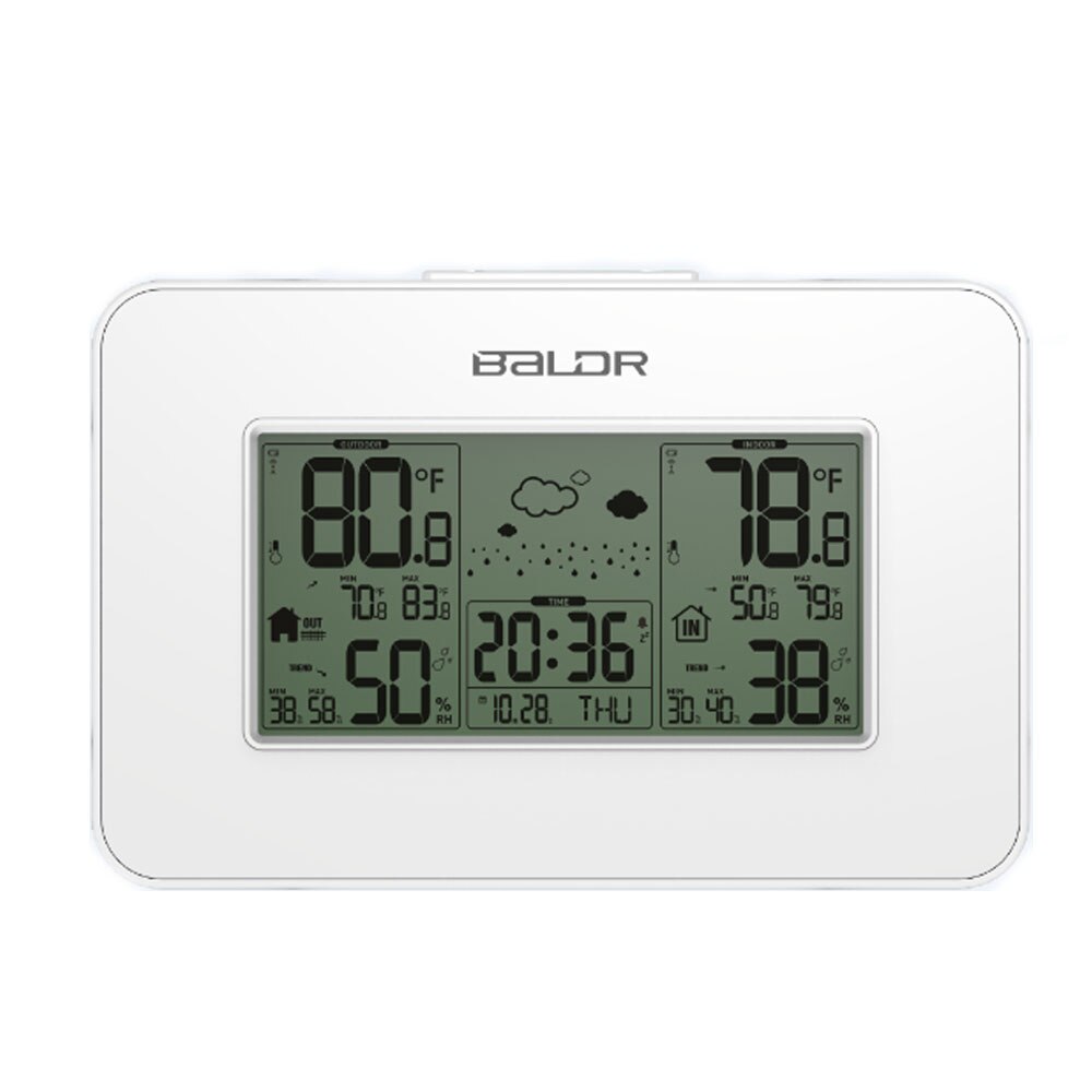 Baldr – capteur de température et humidité sans fil, affichage LCD, pour intérieur et extérieur, alarme, hygromètre numérique, thermomètre, Station météo: White