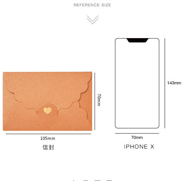 50pcs 10.5*7cm Pearlescent Kraft Paper Love Heart Envelope Mini Card Envelope Romantic Love Letter Paper Envelope