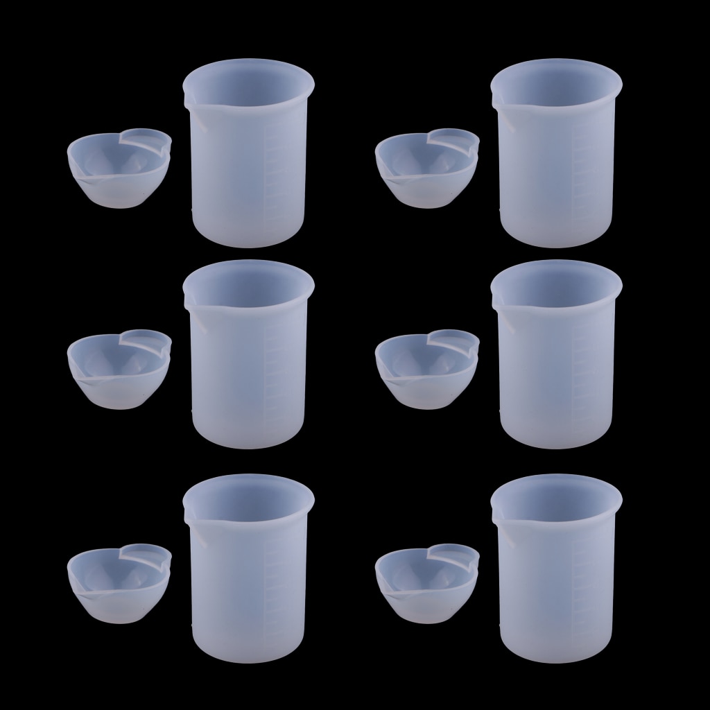 12 Pieces Measuring Cup & Jugs Kitchen Silicone Mixing Cups Mold DIY Jewelry Scale Resin Glue Measuring Tools