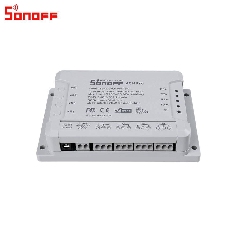 Itead sonoff 4ch pro  r2 wifi-schakelaar 4- kanaals inching zelfvergrendelende vergrendeling slimme wifi rf-bediening afstandsbediening werkt met alexa