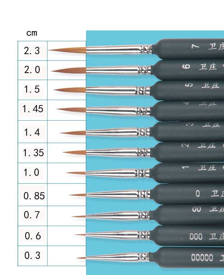 Miniature Hook Line Pen art painting brushes weasel hair paint brush gouache watercolor oil paints artists Hand Painted