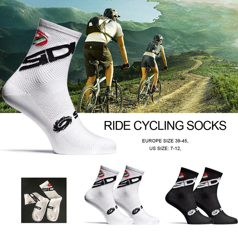 ciclismo calcetines Medias con letras hombres deportes mediados de-longitud de pantorrilla calcetines al aire libre blanco y negro de las bicicletas de carretera Calcetines