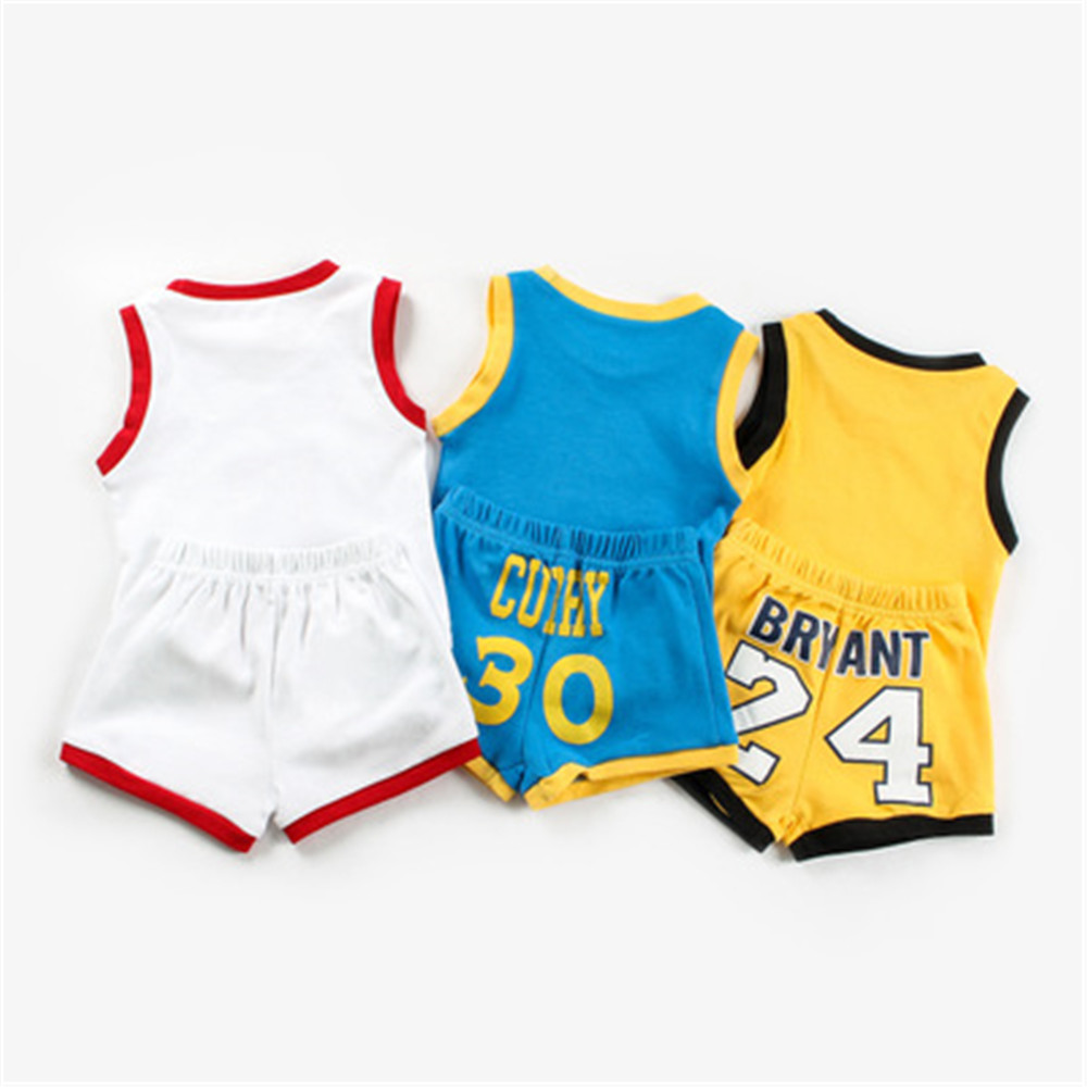 Træningsdragter baby sommer baby drenge tøj sæt børn basketball dragt 2 stk ærmeløse bomuld shorts newborn sports sæt