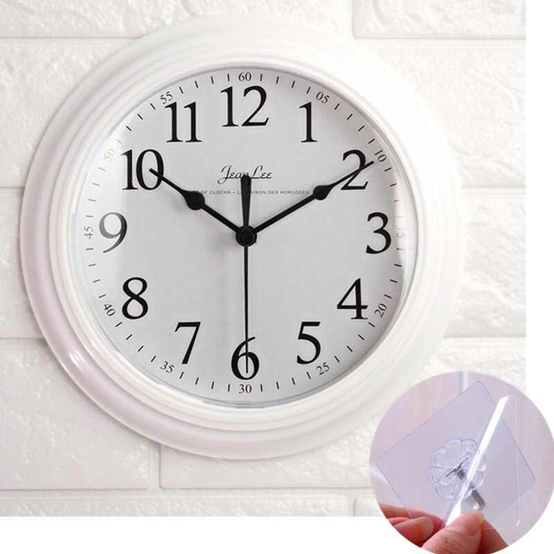 Modern Minimalism Wall Clock Mute Classic Nordic Thick Border Hanging Watch 3D Reloj Pared Bedroom Living Room Home Decor: White and 1xHook up