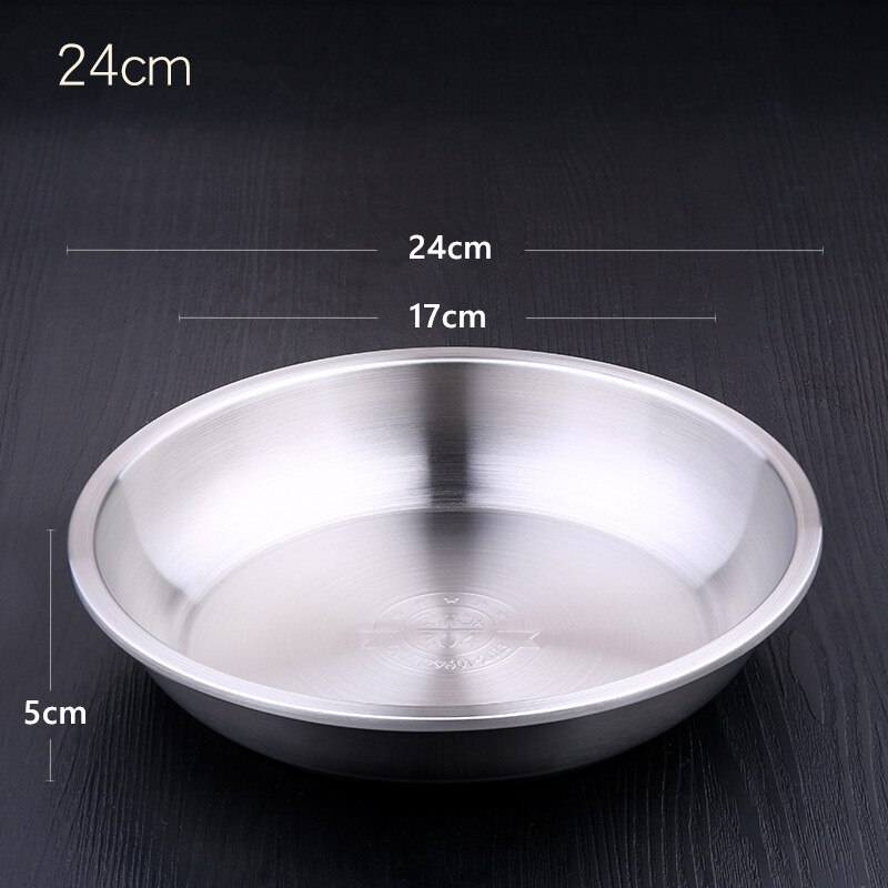 Rustfrit stål fad runde plader fad sæt camping udendørs plade køkken tilbehør