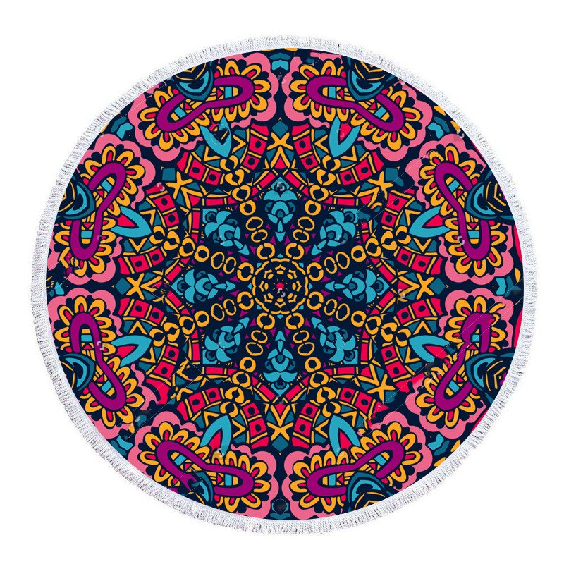 Extra Grote Ronde Strandlaken Zomer Outdoor Print Digitale Retro Strandlaken Strandlaken Sjaal: 1500MMx1500MM-4