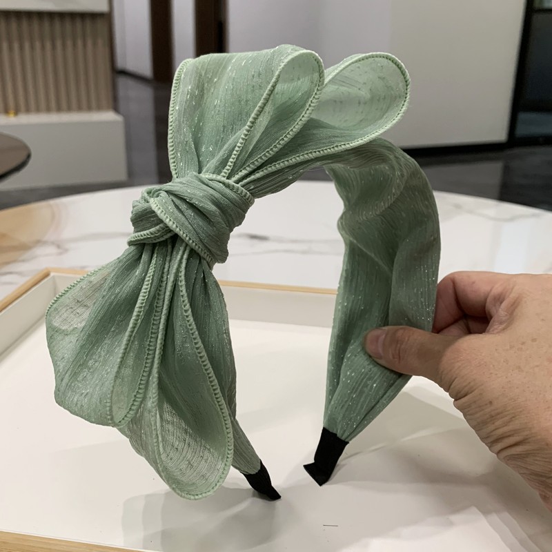 Koreaanse dameshaarband, handgemaakte strik, haaraccessoires, geknoopte haarring, meisjeshoofdbanden, lente- en zomerhoofdbedekking: Zwart