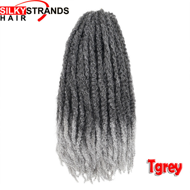 Seidige Stränge 18 zoll Marley Zöpfe Haar Verlängerung Für Frauen Synthetische afro Häkeln Haar Ombre Flechten Haar Häkeln Zöpfe Groß: TGrey