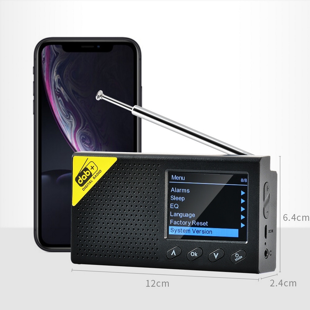 2.4 Inch Audio Signaal Ontvanger Draagbare Dab/Dab + Digitale Omroep Fm Ontvanger Speaker Bluetooth Wekker Stereo Output
