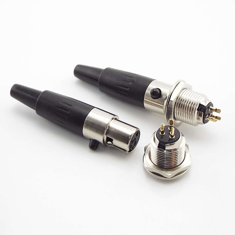 Mini Audio Adapter Microphone 3Pin XLR Male Female Power Plug Soldering Straight MIC Connector