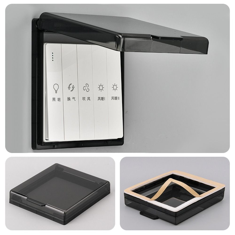 Väggmonterad strömbrytare skyddslock självhäftande 86- typs uttag vattentät låda plast stänkskyddad låda vägg