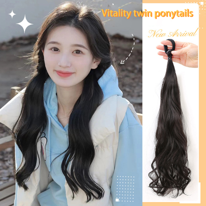 Peluca de cola de caballo a la , estilo de diadema, simulación trenzada, Peluca de cola de caballo alta femenina, cabeza de albóndiga, accesorios para el cabello, herramientas de peinado
