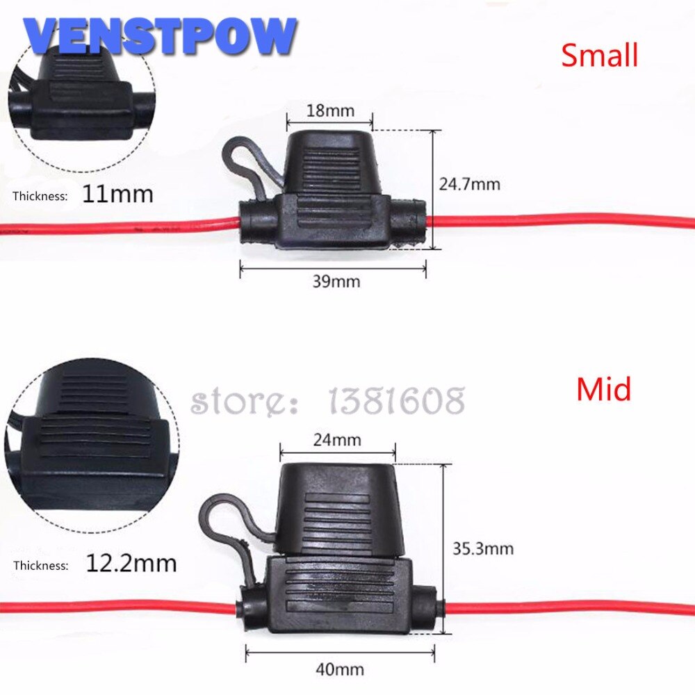 1PC Small Size Auto Fuseholder Waterproof In-Line Car Inline Blade Type Car Safety Fuse Holder with Cover,10A MINI Fuse Optional