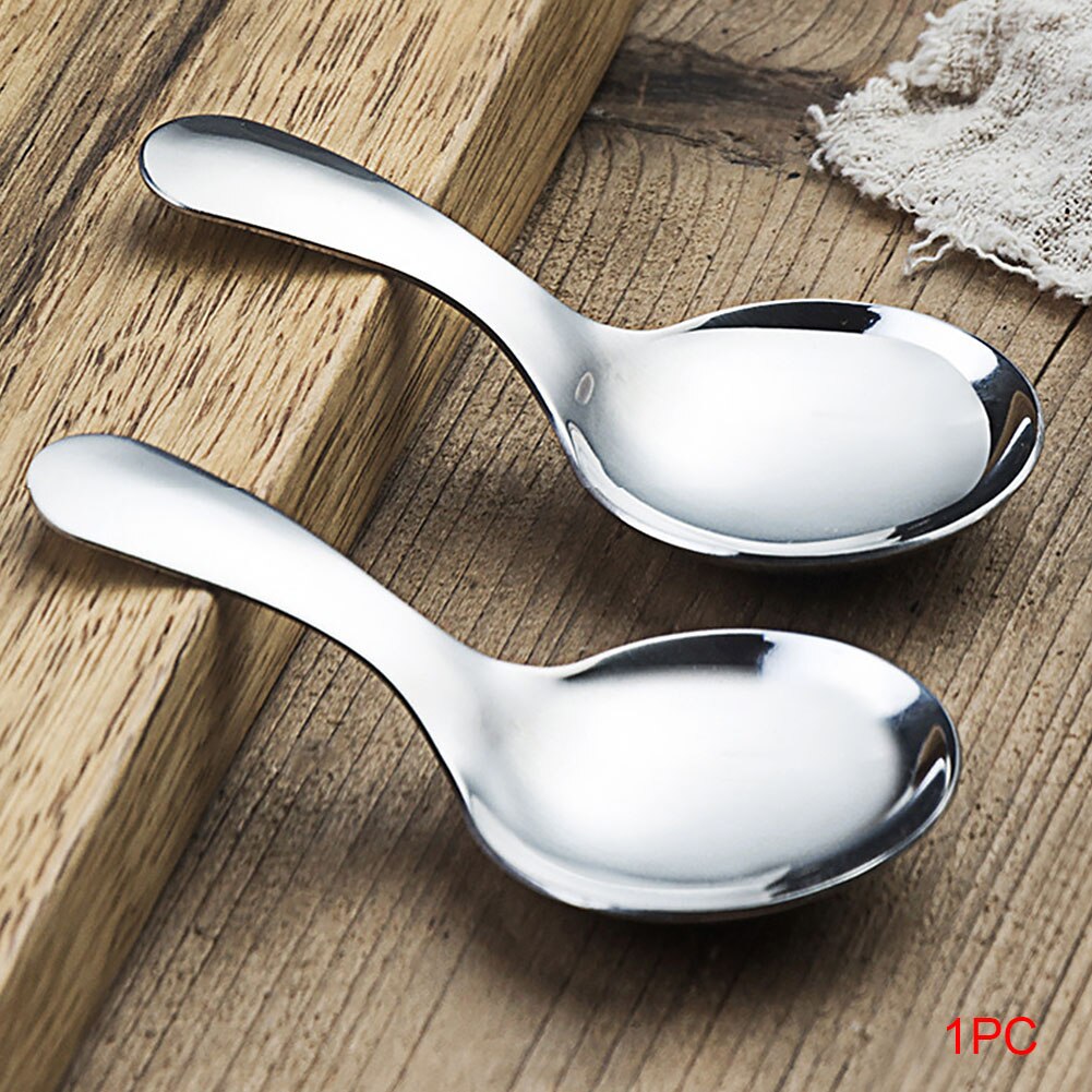 Ronde Servies Leuke Baby Roestvrij Staal Ijs Soep Kinderen Mini Korte Steel Veilig Glad Voor Kids Thee Lepel