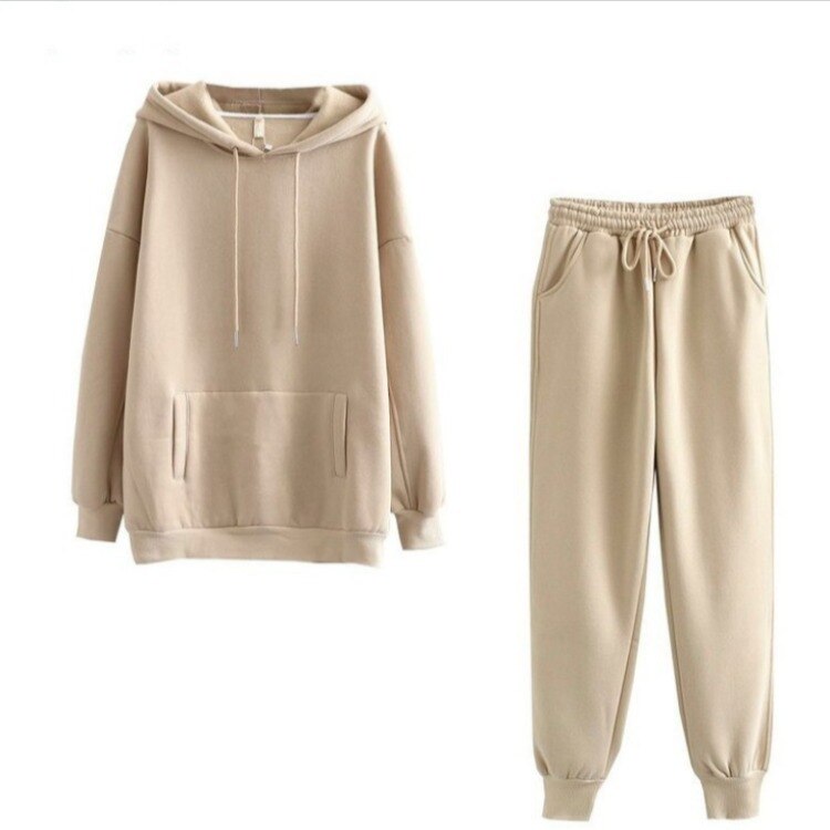 Toppies Autumn Winter Fleece Hoodies Two Piece Set Womens Tracksuits Jogger Pants thick warm clothes