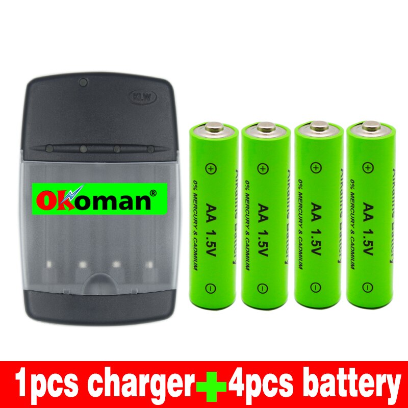 AA 3000mah 1.5V alkaline rechargeable battery for LED light electric toy battery and four-slot alkaline battery charger: Black