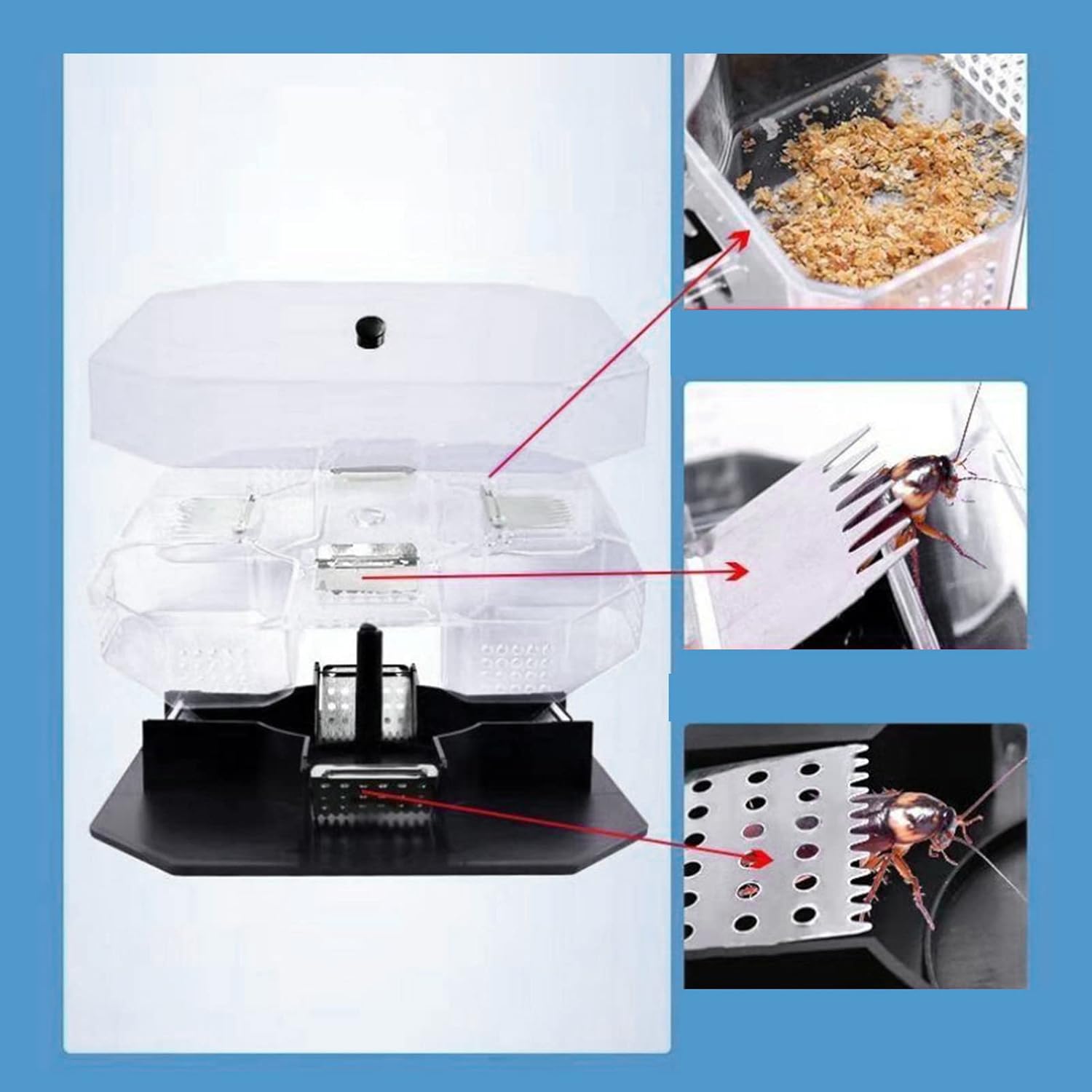 Cockroach Trap Bug Catching Tool Cockroach Box Home Indoor Kitchen Safety Physical Bug Size Pass Kill Trap Trap