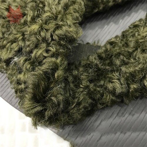 Flerfarvet solid luksus fluffy faux krøllet uld pels stof væv fotografisk nyfødt klud sko tilbehør 160*50cm sp5424: Militær grøn