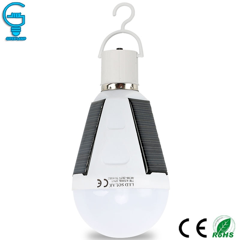 Gitex Oplaadbare Led Lamp E27 LED Solar Lamp 7 W 12 W 85 V-265 V Outdoor Emergency Solar aangedreven Lamp Camping Wandelen Vissen Light