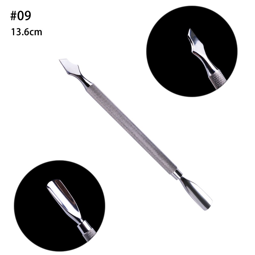 Cuticle Pusher Stainless Steel Nail Stick Cuticle Remover Gel Polish Manicure Nail Cleaning Pedicure Tools FB01-09: 09