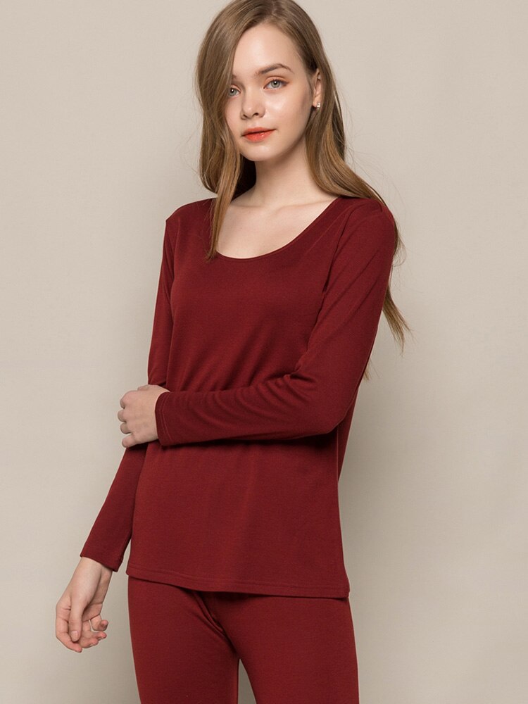 SuyaDream Frauen Lange Unterhosen 30% Natürliche seide 70% Wolle langarm Schlaf Tragen HERBST Winter NEUE Rosa Wein Unterwäsche