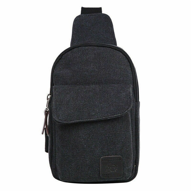 Men Canvas Bag Pack Travel Hiking Cross Body Messenger Shoulder Sling Chest Bags: black