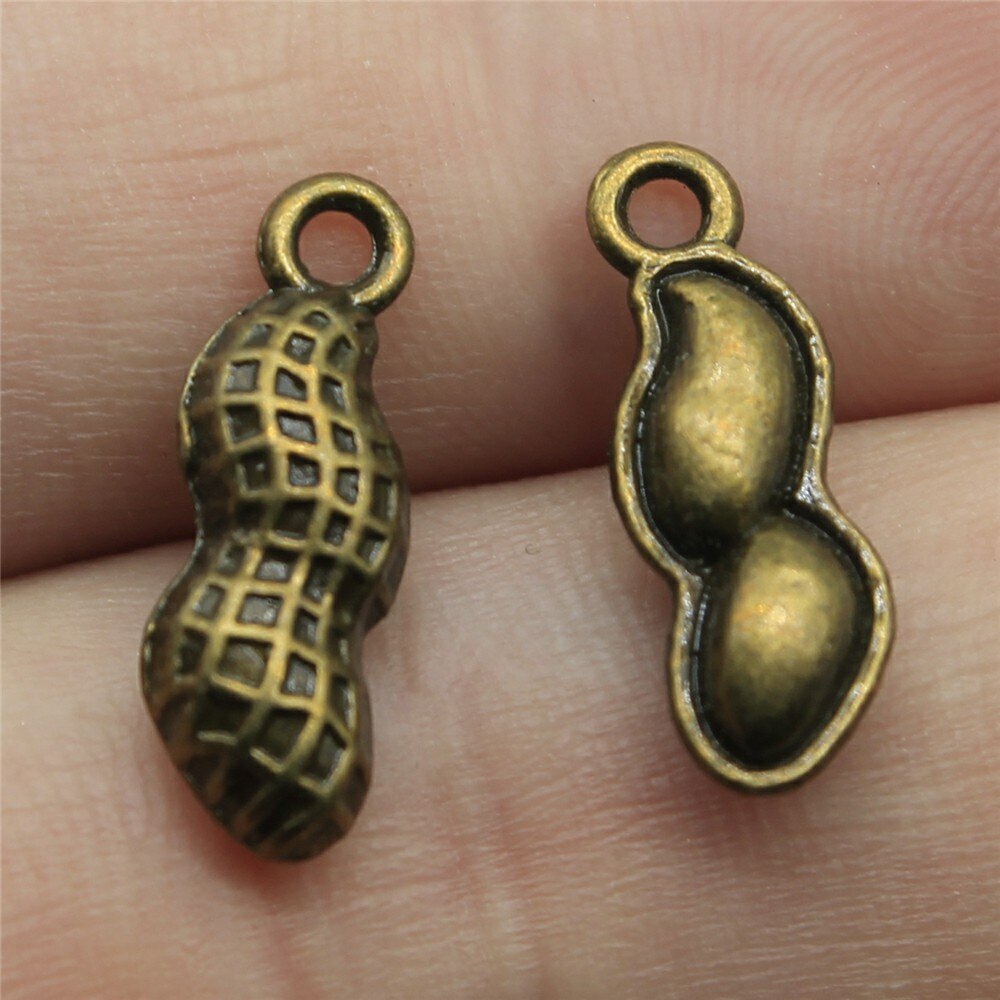 20 stuks 3d hazelnoot pinda's dennenappel bedeltjes knutselbenodigdheden handgemaakte tibetaanse sieraden: 18 x 6mm- brons