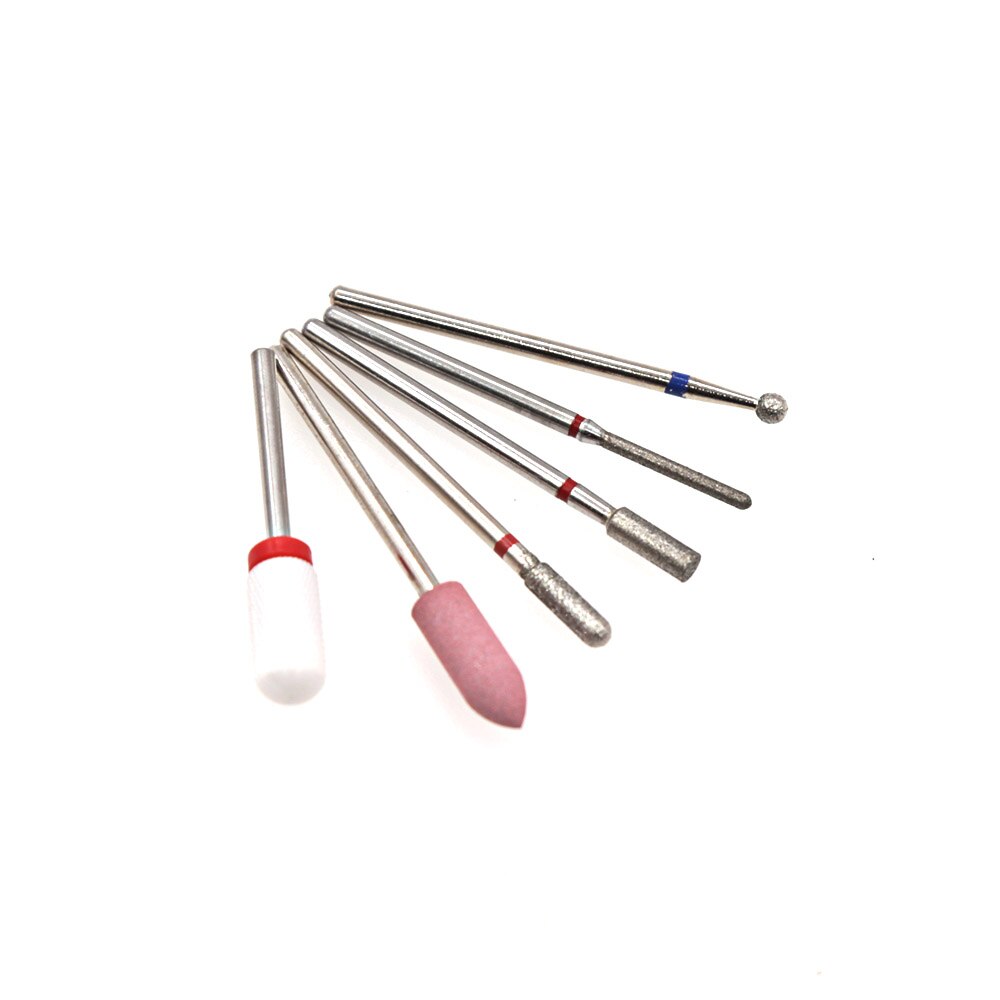 6 Stuks Nail Drill Bit Set Diamond Keramische Nozzle Voor Manicure Elektrische Frees Voor Manicure Machine Frees Voor nail: Army Green