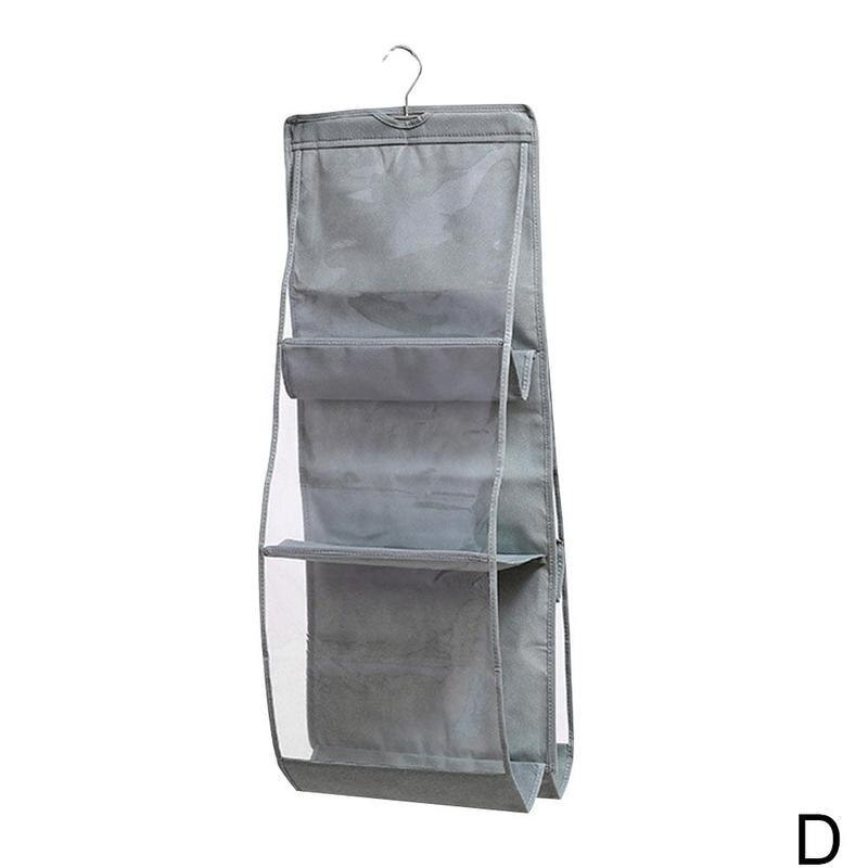 Double-sided Six-layer Bag Hanging Bag For Wardrobe Closet Bag Non-woven Hanging Organizer Storage Handbag F1W8: D