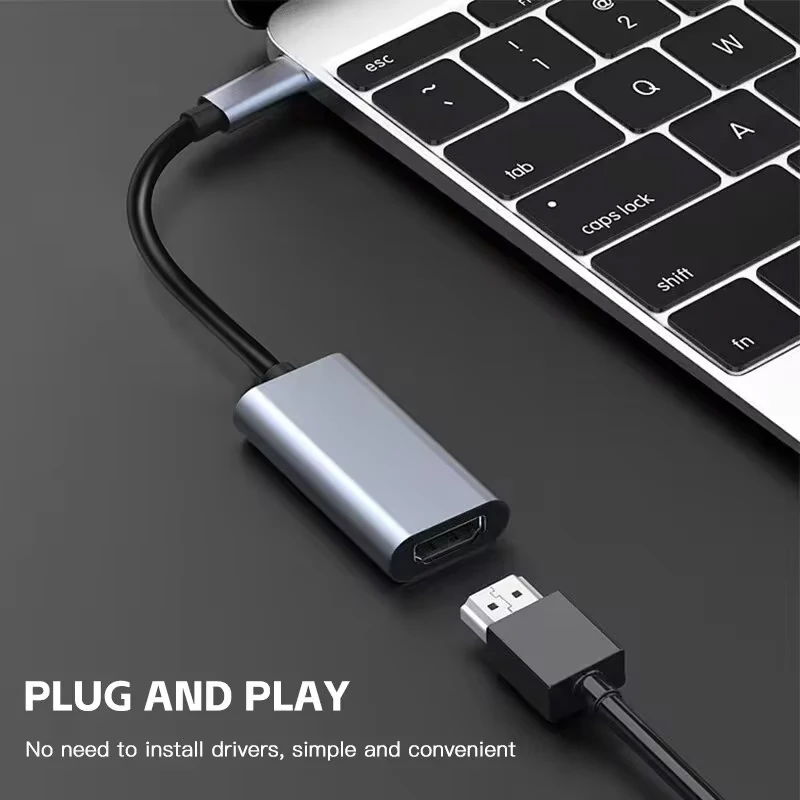 Adaptateur USB Type-C vers HDMI 4K, USB 3.1 mâle vers HDTV femelle, câble convertisseur pour ordinateur portable, tablette, TV, MacPle