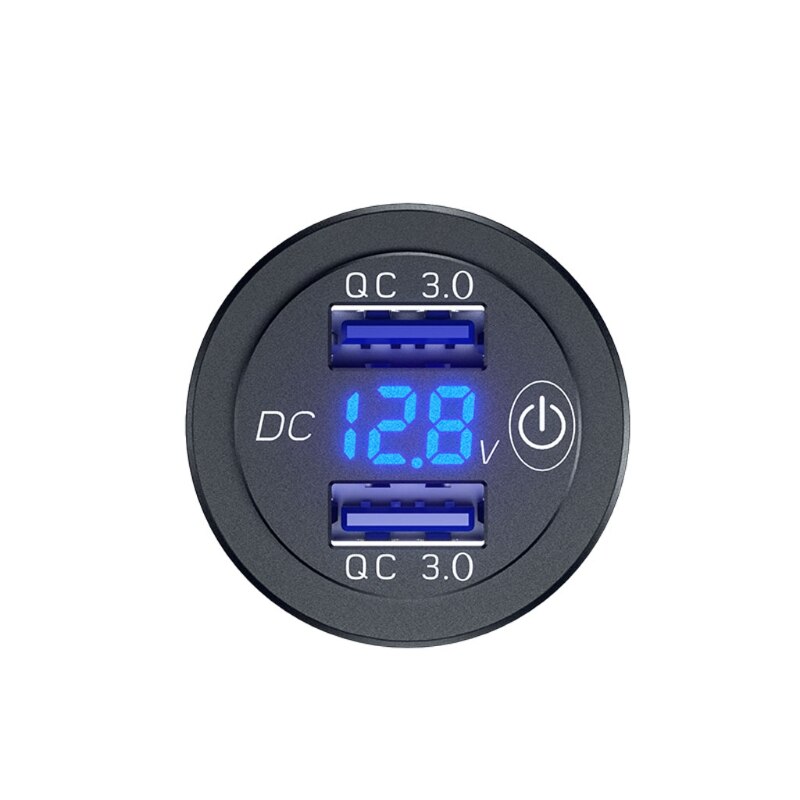 Enchufe de cargador USB Dual QC3.0 para coche, 12V, 24V, con interruptor táctil y voltímetro LED, A69B
