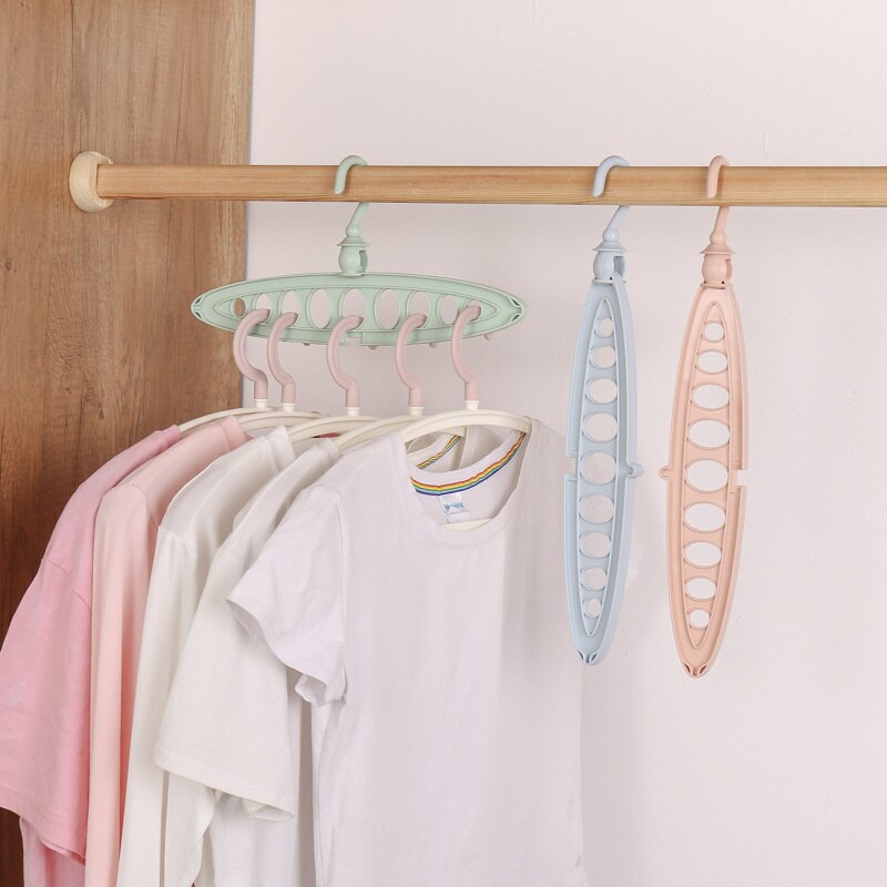 Multifunctional Clothes Rack Plastic Magic Hanger Wardrobe Closet Dress Coat Organizer 9 Hole Space Saver Hangers for Clothes