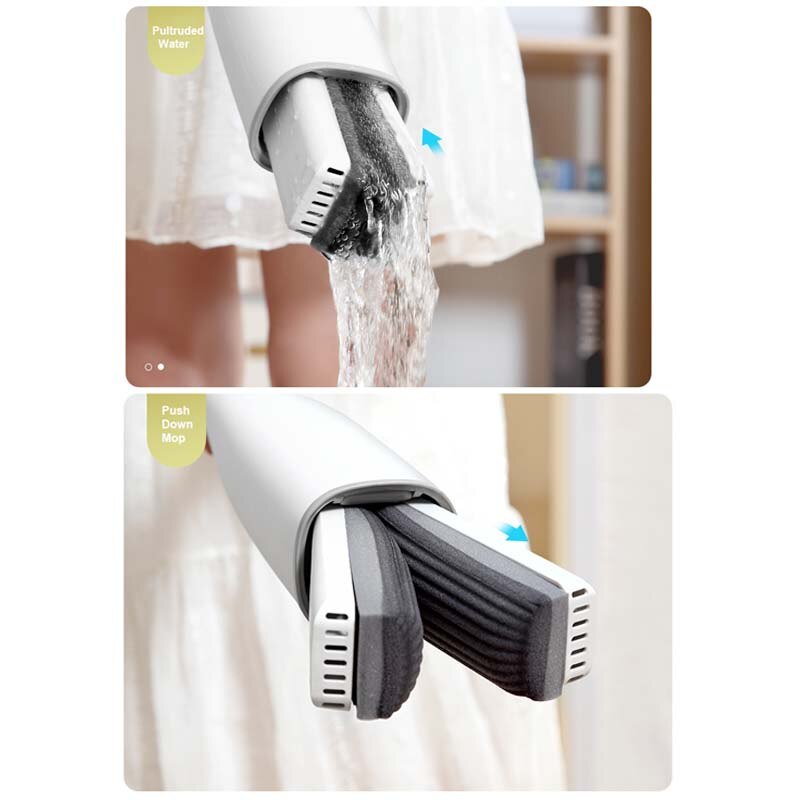 Automatic Self-Wringing Mop Flat Mop with PVA Sponge Mop Heads Floor Washing Mop for Bedroom Household Cleaning Tools