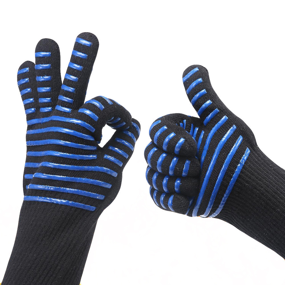 Grillovn høj temperatur handsker isolering anti-skoldning mikrobølgeovn bbq handsker unisex anti-skoldning bageværktøj 5.23: C