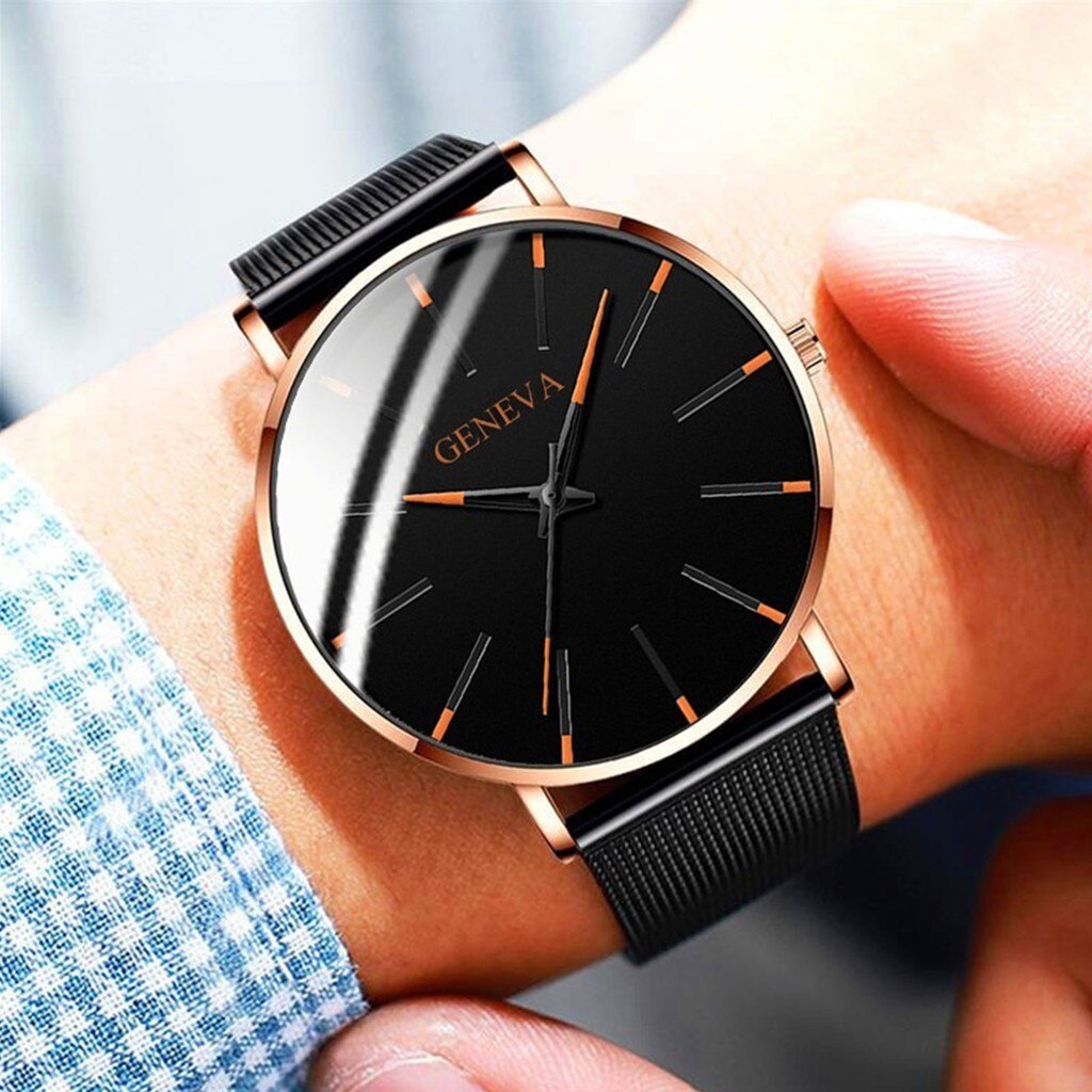Mannen Mode Ultra Dunne Horloges Minimalistische Eenvoudige Mannen Business Roestvrijstalen Gaas Riem Quartz Horloge Relogio Masculino # Cl