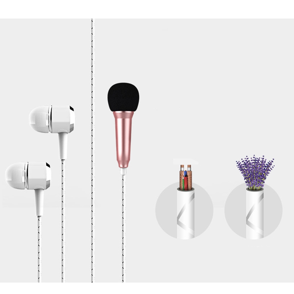 Micrófono con cable universal para teléfono en vivo de 3,5 MM, micrófono pequeño, mini auriculares internos de trigo para niños Tik Tok, accesorios para niñas