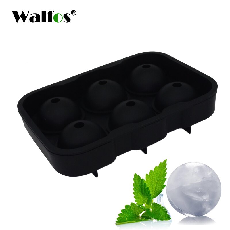1 st stor storlek 6 celler silikon isbollsform iskubboll isbricka boll whiskytillverkare 6 silikonformmaskin för bar p: Rund svart
