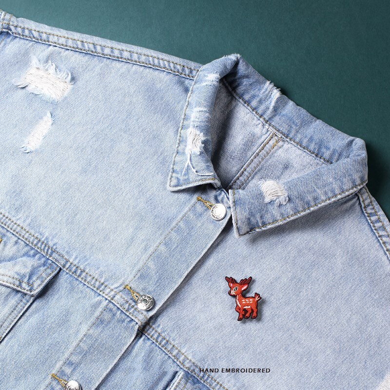 Kreative Cartoon Deer Pin Feste Kleidung Dekoration Handgemachte Stickerei Brosche High-end Weiblich Nette Japanischen Zubehör Flut
