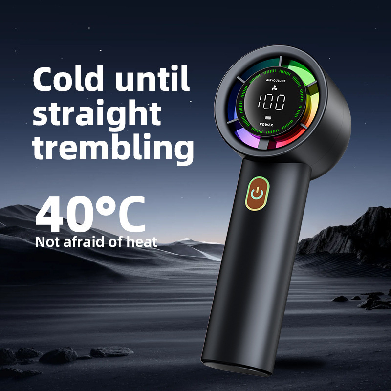 Mini Handheld Fan LED Digital Display 100 Levels High-speed Cooling Handheld Fan USB Charging Model Brushless Mini Portable Fan